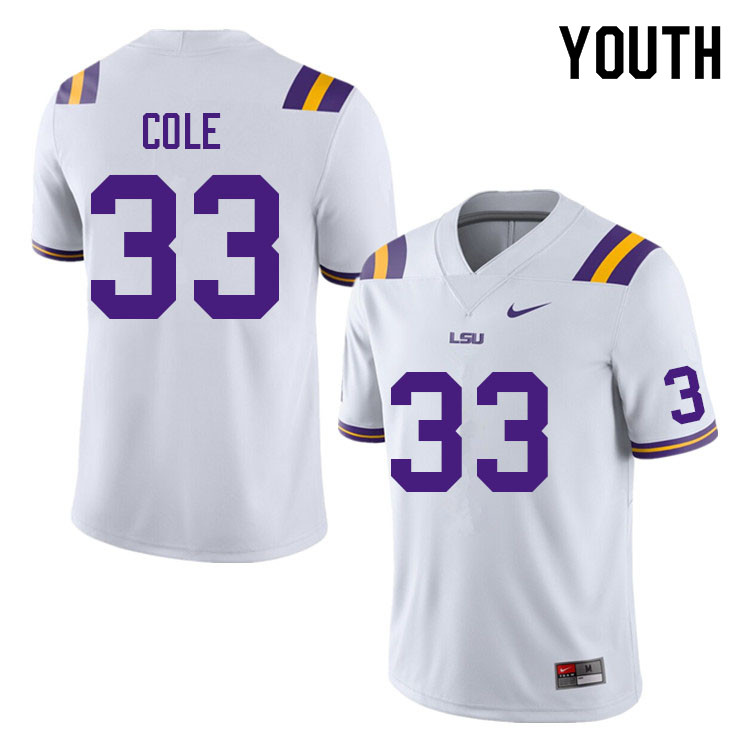 Youth #33 Lloyd Cole LSU Tigers College Football Jerseys Sale-White - Click Image to Close